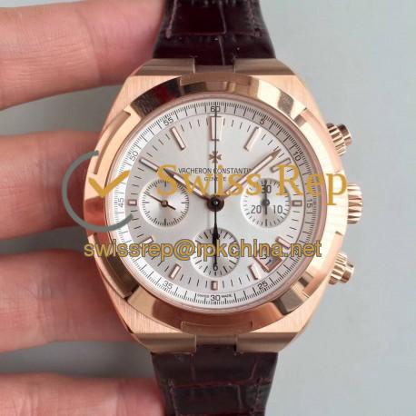 Replica Vacheron Constantin Overseas Chronograph 5500V/000R-B074 JF Rose Gold Silver Dial Swiss 7750