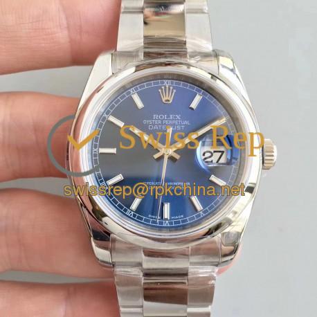 Replica Rolex Datejust 36MM 116200 AR Stainless Steel 904L Blue Dial Swiss 3135