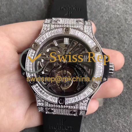 Replica Hublot Big Bang Tourbillon N Stainless Steel & Diamond Skeleton Dial Swiss Tourbillon