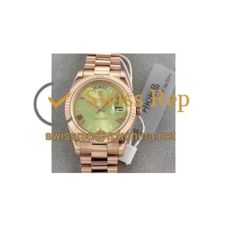 Replica Rolex Day-Date 40 228235 40MM HK Rose Gold Green Dial Swiss 3255