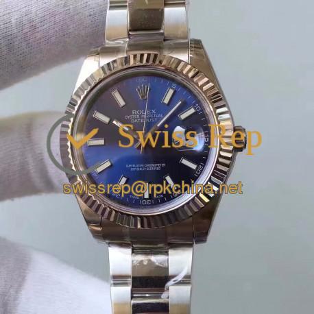 Replica Rolex Datejust II 116334 2018 41MM EW Stainless Steel Blue Dial Swiss 3136