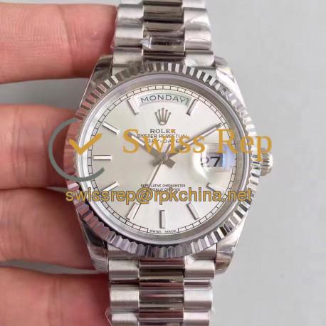 Replica Rolex Day-Date 40 228239 2018 EW Stainless Steel Rhodium Dial Swiss 3255