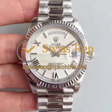 Replica Rolex Day-Date 40 228239 2018 EW Stainless Steel Silver Quadrant Dial Swiss 3255