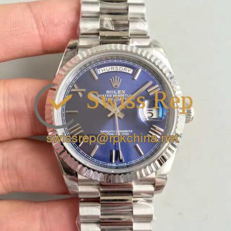 Replica Rolex Day-Date 40 228239 2018 EW Stainless Steel Blue Dial Swiss 3255