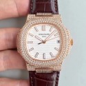 Replica Patek Philippe Nautilus Jumbo 5719/1G-001 2018 N Rose Gold & Diamonds White Dial Swiss 324SC