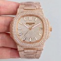 Replica Patek Philippe Nautilus Jumbo 5719/10G-010 2018 N Rose Gold & Diamonds Diamond Dial Swiss 324SC