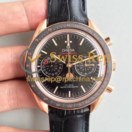 Replica Omega Speedmaster Moonwatch Moonphase Chronograph 304.63.44.52.01.001 BF Rose Gold Black Dial Swiss 9301