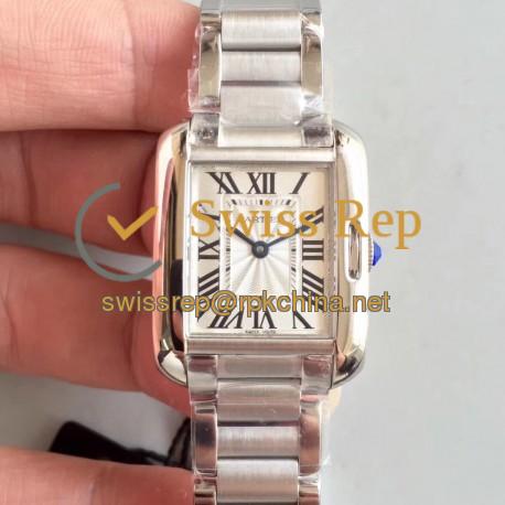 Replica Cartier Tank Anglaise Ladies W5310022 GS Stainless Steel Silver Dial Swiss Quartz