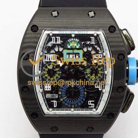 Replica Richard Mille RM011-FM Felipe Massa Chronograph Forged Carbon Blue Dial swiss 7750