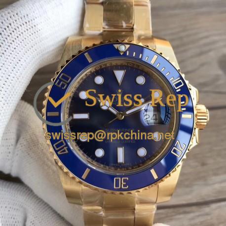 Replica Rolex Submariner Date 116618LB VR 18K Yellow Gold Wrapped Blue Dial Swiss 2836-2