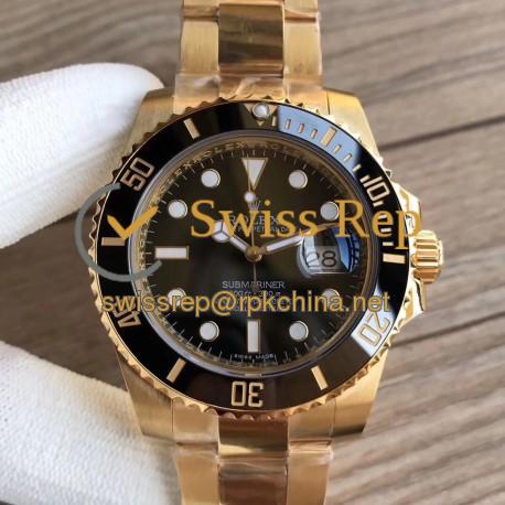 Replica Rolex Submariner Date 116618LN VR 18K Yellow Gold Wrapped Black Dial Swiss 2836-2