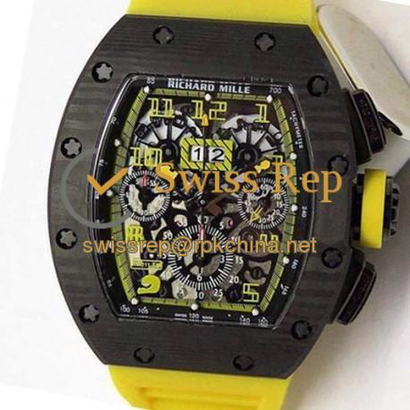 Replica Richard Mille RM011-FM Felipe Massa Chronograph Forged Carbon Yellow Dial Swiss 7750