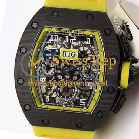 Replica Richard Mille RM011-FM F Massa Brazil GP Chronograph Forged Carbon Yellow Dial Swiss 7750