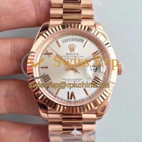 Replica Rolex Day-Date 40 228235 40MM AR Stainless Steel 904L With 18K Rose Gold Wrapped Rhodium Dial Swiss 3255