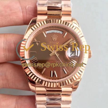 Replica Rolex Day-Date 40 228235 40MM AR Stainless Steel 904L With 18K Rose Gold Wrapped Chocolate Dial Swiss 3255