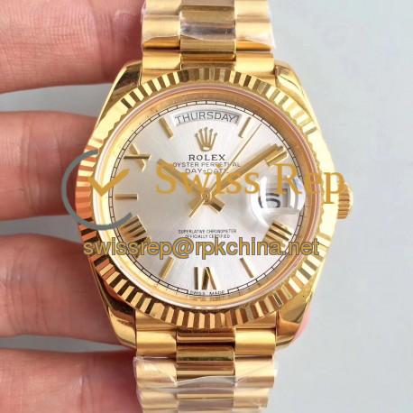 Replica Rolex Day-Date 40 228238 40MM AR Stainless Steel 904L With 18K Yellow Gold Wrapped Rhodium Dial Swiss 3255