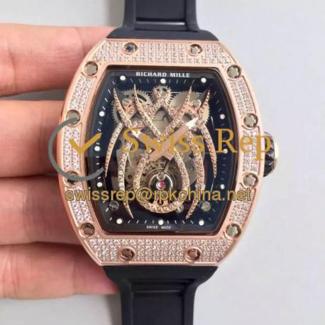 Replica Richard Mille 19-01 SF Rose Gold & Diamond Diamond Spyder Dial M6T51