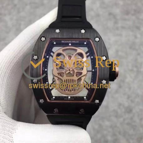 Replica Richard Mille RM052 KV Black Ceramic Gold Skull Dial M6T51