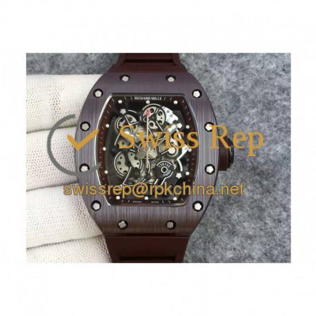 Replica Richard Mille RM55 Brown Ceramic Brown Skeleton Dial M8215