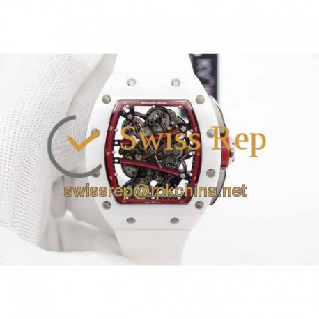 Replica Richard Mille RM59-01M White Ceramic Red Skeleton Dial M8215