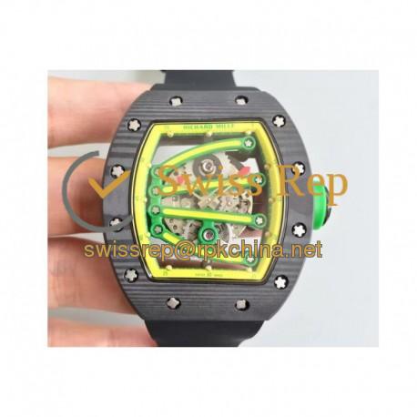 Replica Richard Mille RM59-01A Forged Carbon Yellow Skeleton Dial M6T51