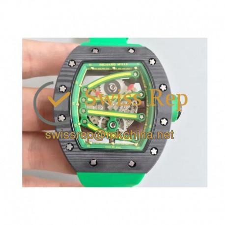 Replica Richard Mille RM59-01A Forged Carbon Green Skeleton Dial M6T51