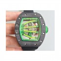 Replica Richard Mille RM59-01A Forged Carbon Green Skeleton Dial M6T51