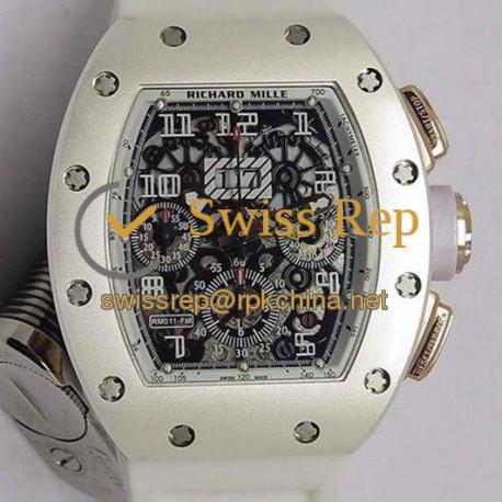 Replica Richard Mille RM011-FM Felipe Massa Chronograph Rose Gold White Dial Swiss 7750