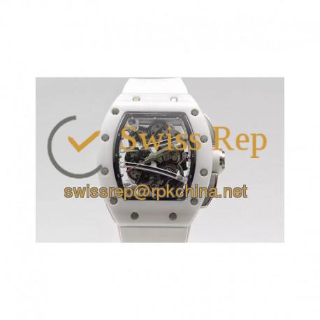 Replica Richard Mille RM59-01M White Ceramic Black Skeleton Dial M8215