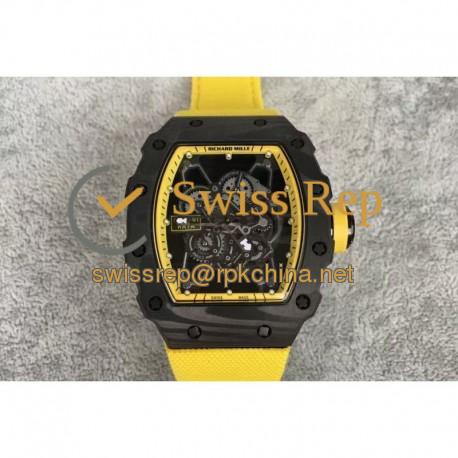 Replica Richard Mille RM35-01 Rafael Nadal Forged Carbon Skeleton Yellow Dial Yellow Nylon Strap M9015