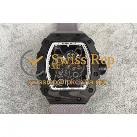 Replica Richard Mille RM35-01 Rafael Nadal Forged Carbon Skeleton White Dial Gray Nylon Strap M9015