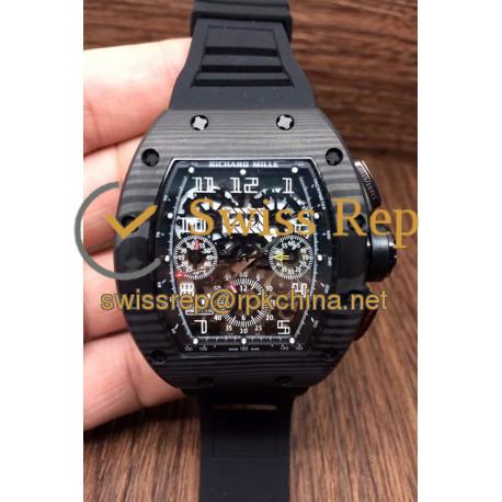 Replica Richard Mille RM011-FM Felipe Massa Chronograph Forged Carbon Black Dial Swiss 7750