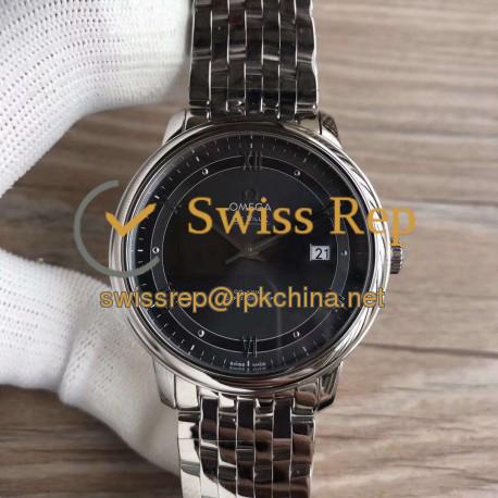 Replica Omega De Ville Prestige Co-Axial 39.5MM 424.10.40.20.06.001 GP Stainless Steel Black Dial Swiss 2824-2