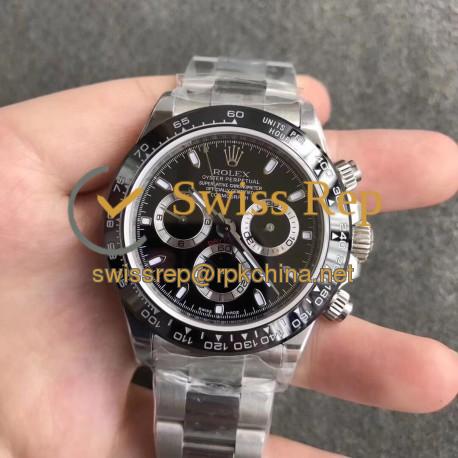 Replica Rolex Daytona Cosmograph 116500LN N Stainless Steel Black Dial Swiss 7750 Run 6@SEC