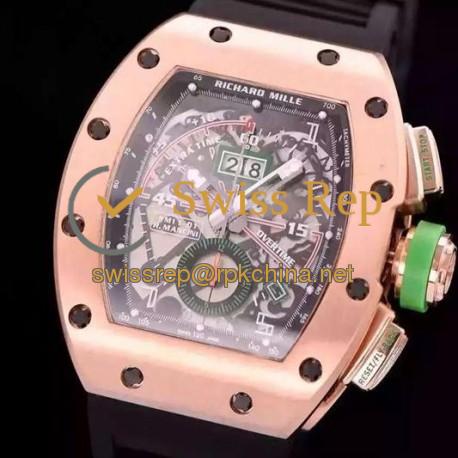 Replica Richard Mille RM011-01 R Mancini Chronograph Rose Gold Black Dial Swiss 7750