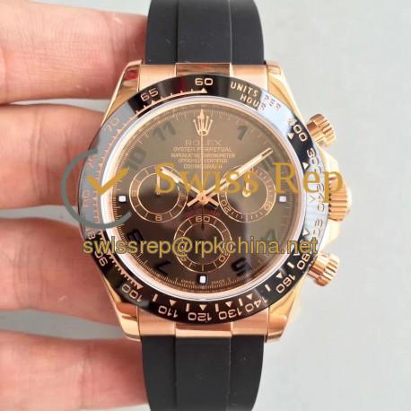 Replica Rolex Daytona Cosmograph 116515LN AR Rose Gold Chocolate Dial Swiss 4130 Run 6@SEC