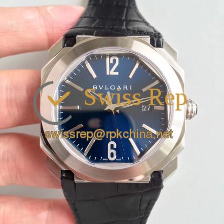 Replica Bvlgari Octo Solotempo 101964 JL Stainless Steel Blue Dial Swiss BVL193