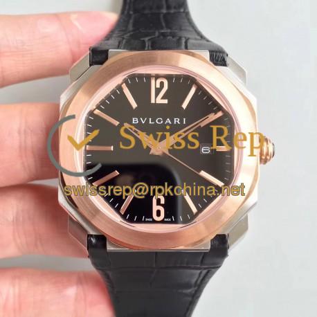 Replica Bvlgari Octo Solotempo 101964 JL Stainless Steel & Rose Gold Black Dial Swiss BVL193