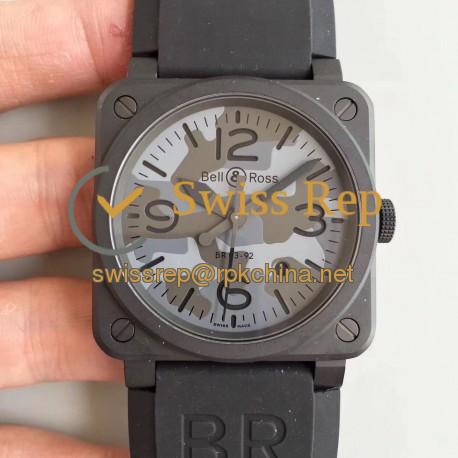 Replica Bell & Ross BR 03-92 Black Camo N PVD Blue Safari Dial M9015