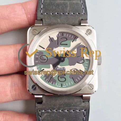 Replica Bell & Ross BR 03-92 Black Camo BR Stainless Steel Grey Safari Dial M9015