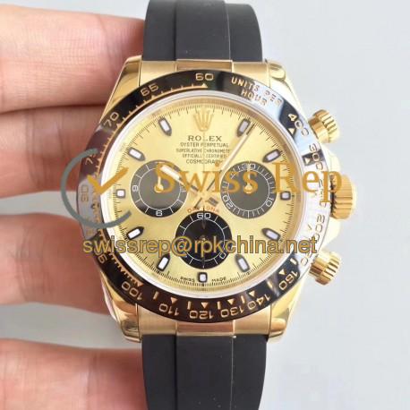 Replica Rolex Daytona Cosmograph 116518LN AR Yellow Gold Champagne Dial Swiss 4130 Run 6@SEC