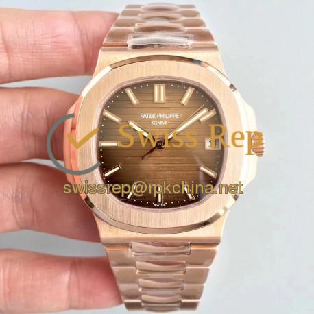 Replica Patek Philippe Nautilus 5711/1R-001 PF Rose Gold Chocolate Dial Swiss 324SC