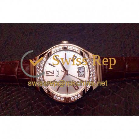 Replica Piaget Polo Rose Gold & Diamonds Silver Dial M9015