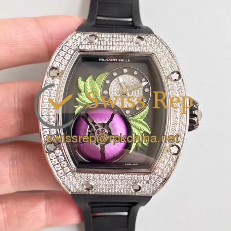 Replica Richard Mille RM19-02 Tourbillon Fleur RM Stainless Steel & Diamonds Magnolia Dial M6T51