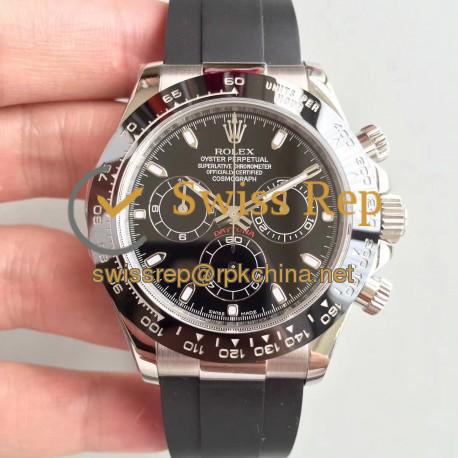 Replica Rolex Daytona Cosmograph 116519LN AR Stainless Steel 904L Black Dial Swiss 4130 Run 6@SEC