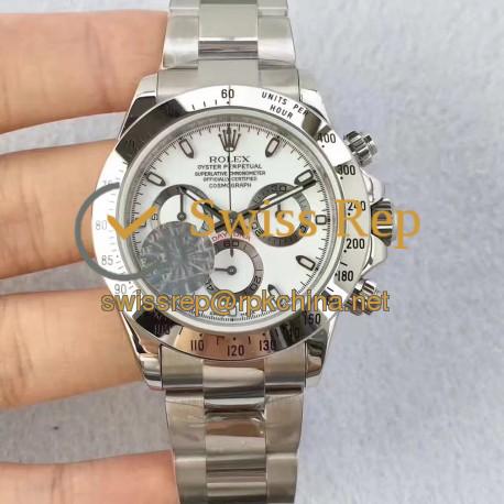 Replica Rolex Daytona Cosmograph 116520 JF Stainless Steel White Dial Swiss 7750 Run 6@SEC