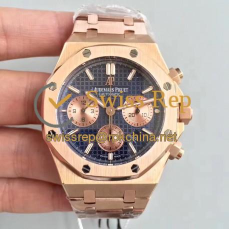 Replica Audemars Piguet Royal Oak Chronograph 26331 JH Rose Gold Blue Dial Swiss 7750