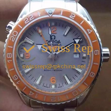 Replica Omega Seamaster Planet Ocean GMT Stainless Steel Gray Dial Swiss 8615