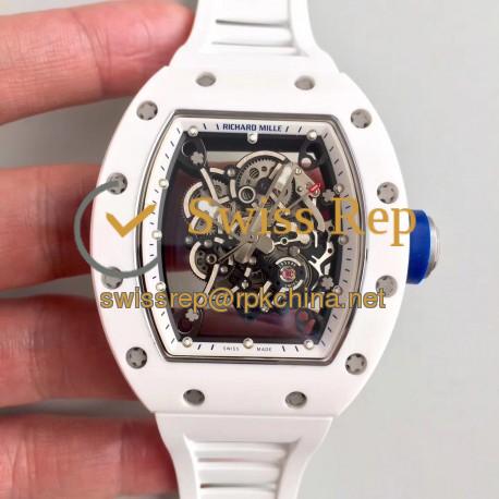 Replica Richard Mille RM55 KV White Ceramic White Skeleton Dial M8215