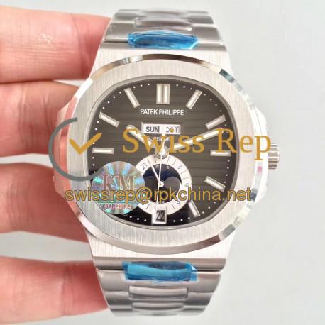 Replica Patek Philippe Nautilus Annual Calendar Moonphase 5726/1A-001 KM V2 Stainless Steel Brown Dial Swiss 324 S QA LU 24H/303